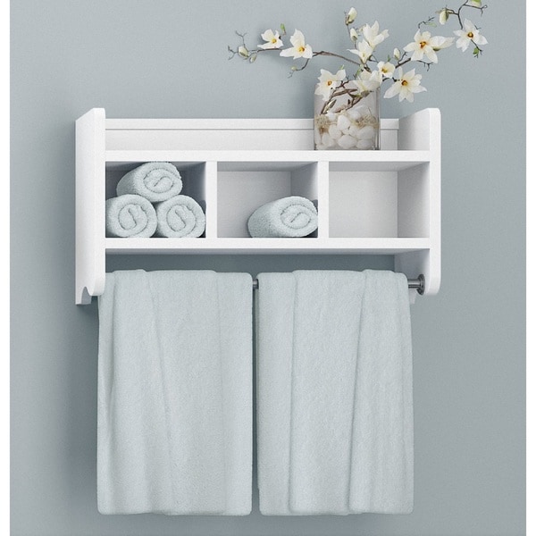 Shop Alaterre 25-inch Wood Bath Storage Shelf with Towel ...