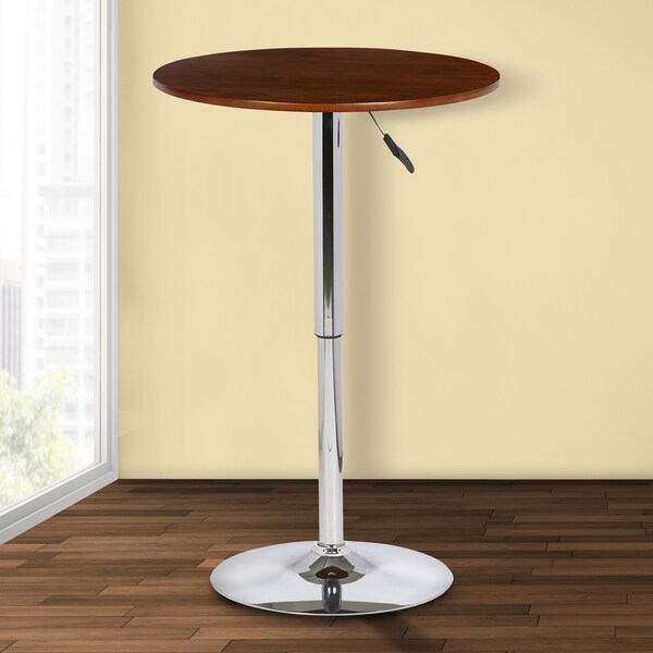 Armen Living Bentley Adjule Pub Table In Walnut Wood And Armen Living Bentley Adjule Pub Table In Walnut Wood And Chrome Finish