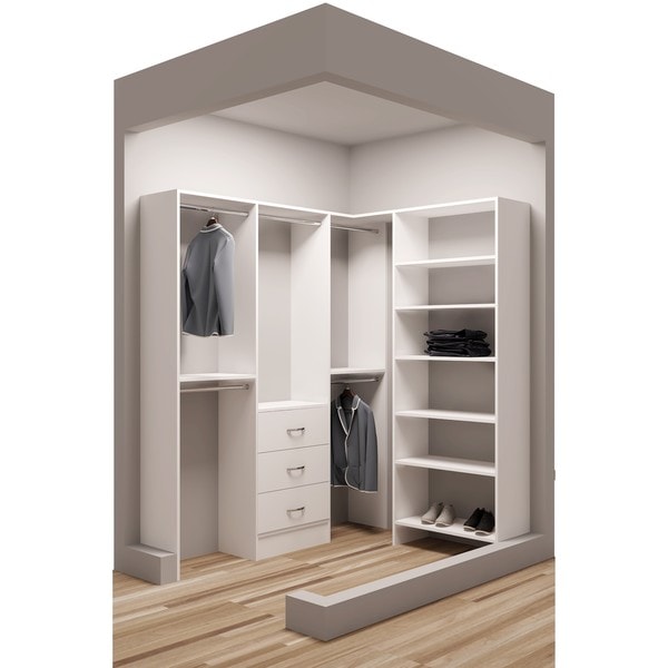 TidySquares White Wood 75 x 65.5" Walk-in Closet System