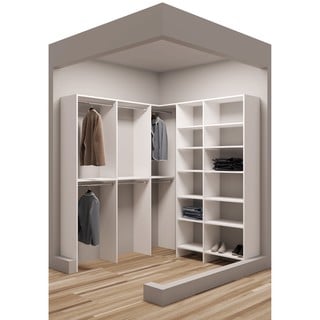 TidySquares White Wood 75 x 78.25 Corner Walk-in Closet System - Bed ...