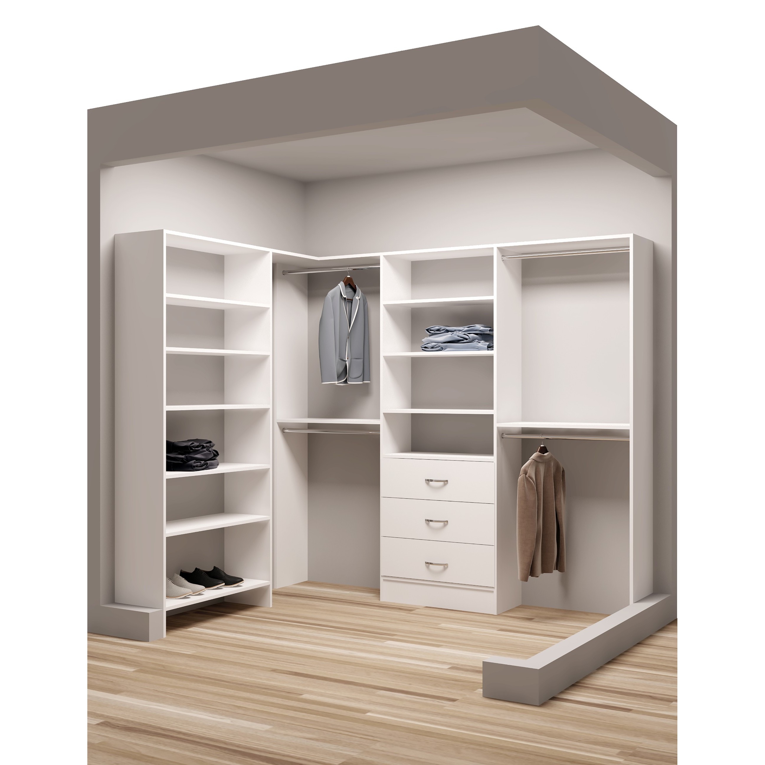 Shop Tidysquares White Wood 67 X 93 Walk In Closet System Free