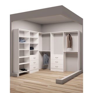 Wood Closet System 30 in. Corner Walk-In Adjustable Shelf Laminate in White  18098225649