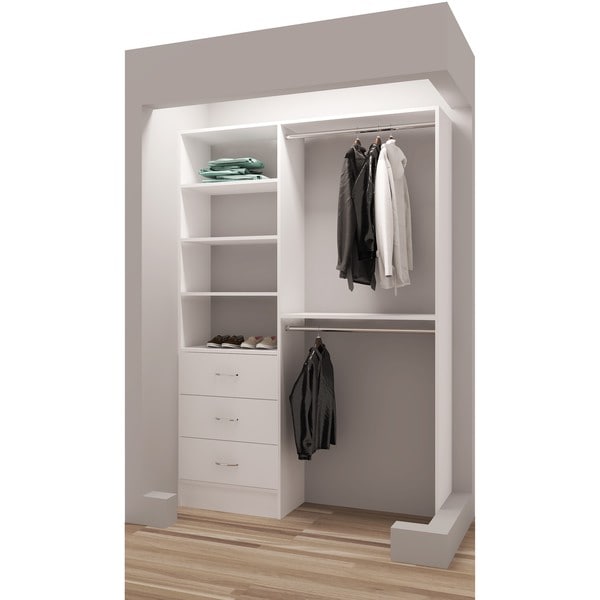 TidySquares White Wood 56.25-inch Reach-in Closet Organizer