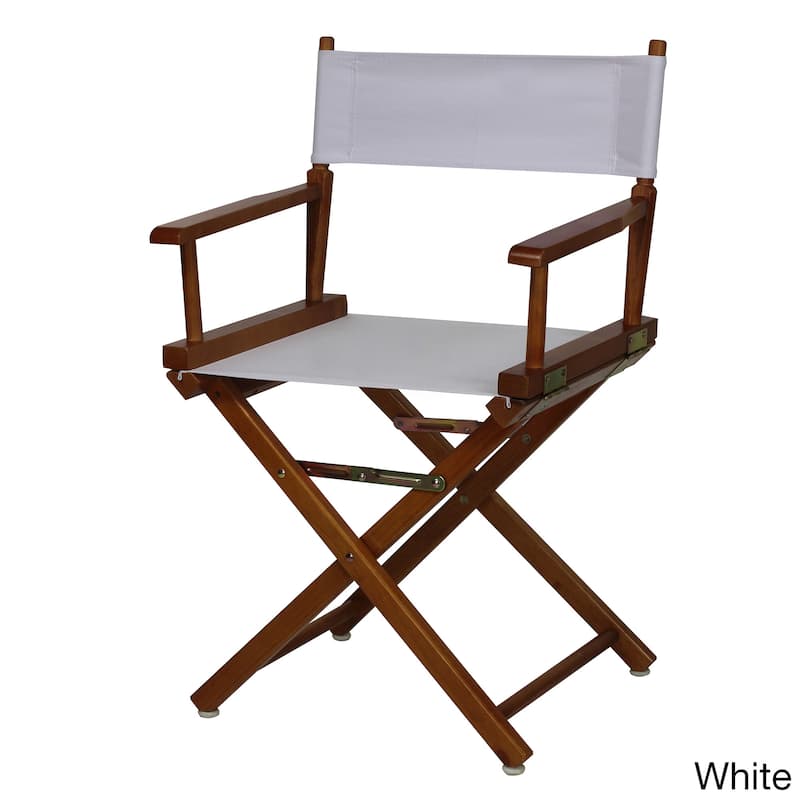 Honey Oak Frame 18-inch Director's Chair - Honey Finish - White