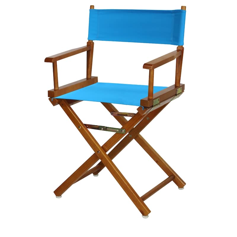 Honey Oak Frame 18-inch Director's Chair - Honey Finish - turquoise