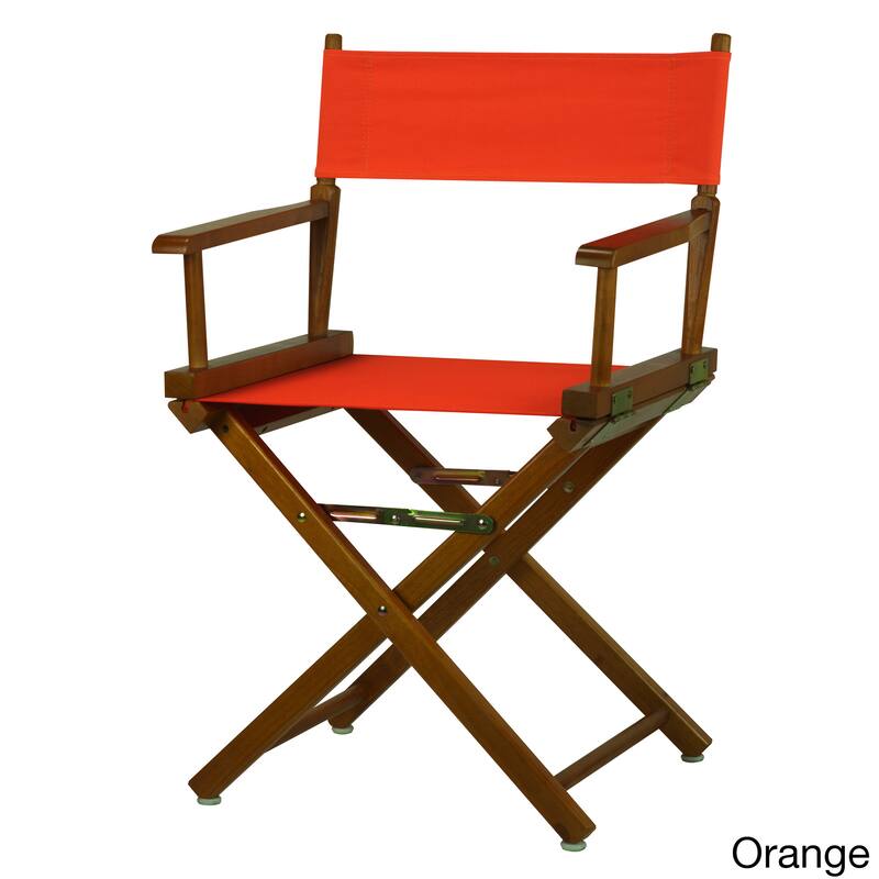 Honey Oak Frame 18-inch Director's Chair - N/A - Orange