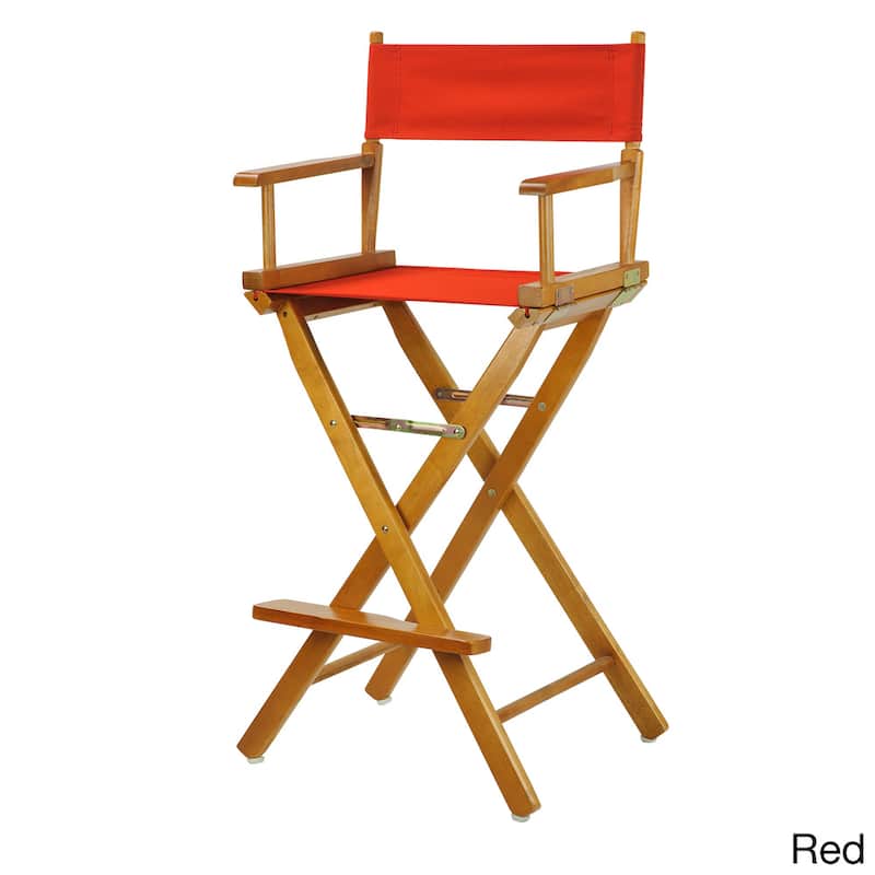 Honey Oak Frame 30-inch Director's Chair - Red