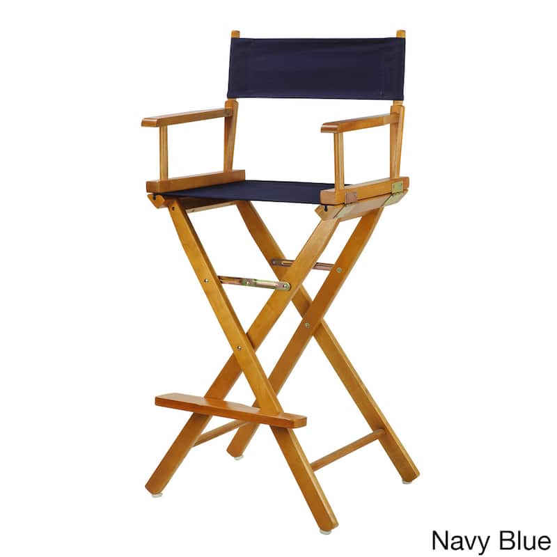 Honey Oak Frame 30-inch Director's Chair - Navy Blue
