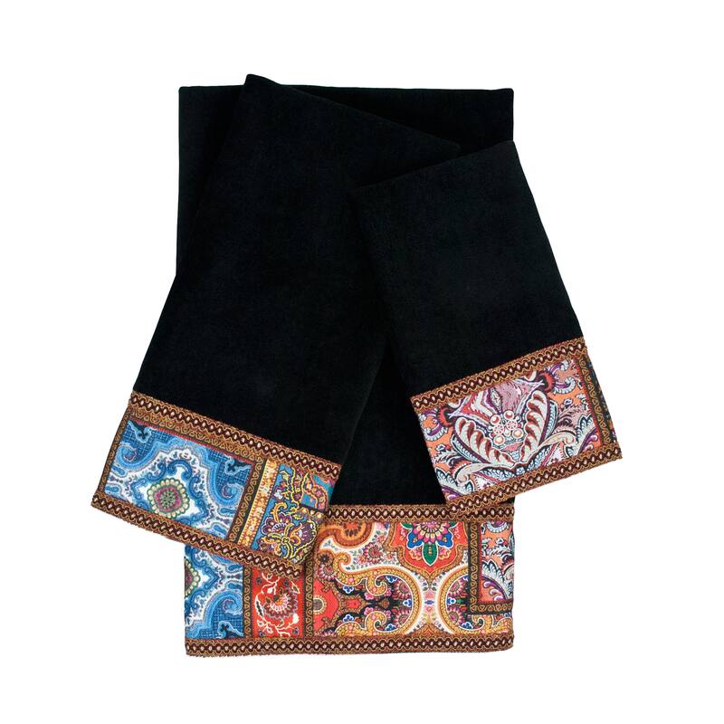 Sherry Kline Dawson 3-piece Embellished Towel Set - Black