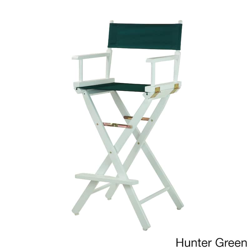 White Frame 30-inch Director's Chair - Hunter Green