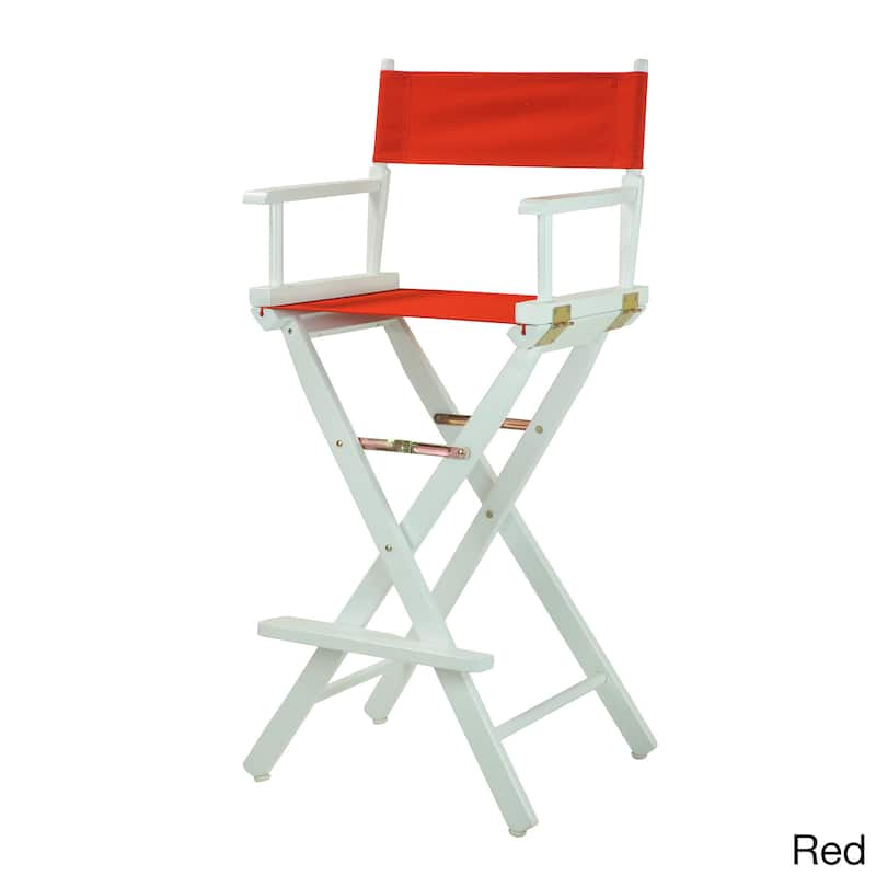 White Frame 30-inch Director's Chair - Red