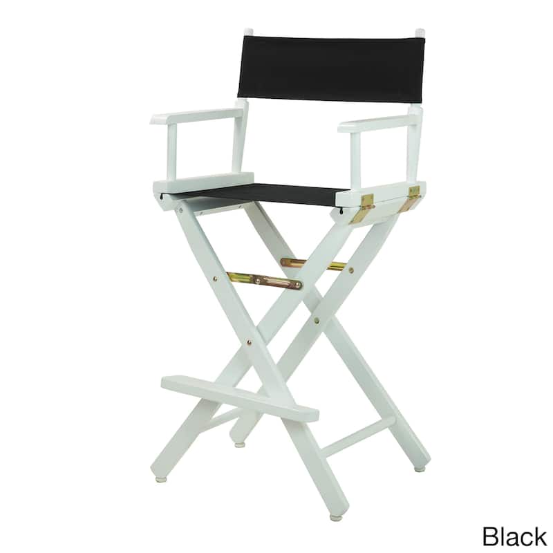 White Frame 30-inch Director's Chair - Black