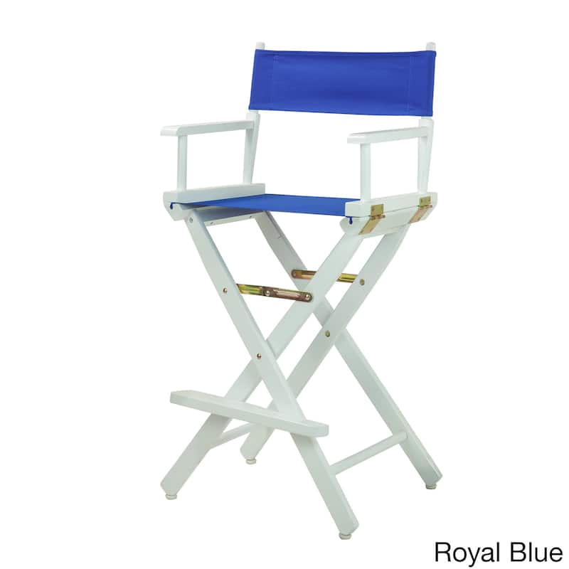 White Frame 30-inch Director's Chair - Blue