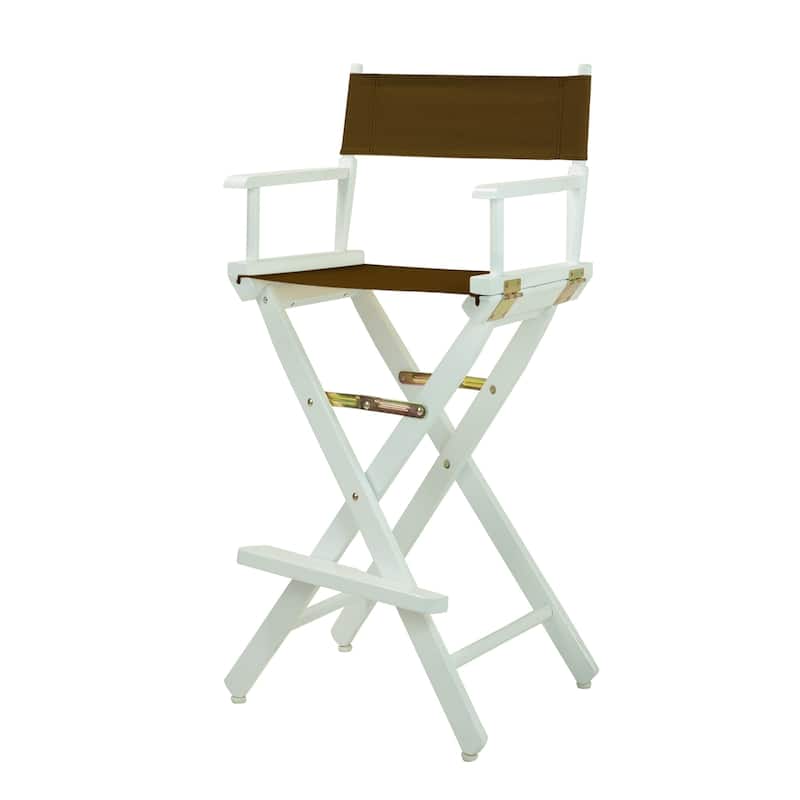White Frame 30-inch Director's Chair - Brown