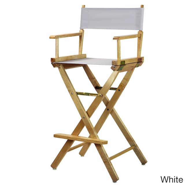 Natural Frame 30-inch Director's Chair - White