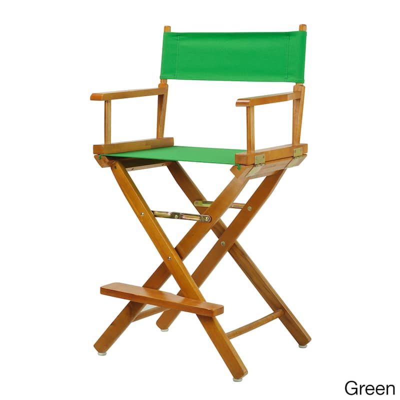 Honey Oak Frame 24-inch Counter-height Director's Chair - Green