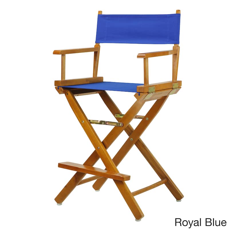 Honey Oak Frame 24-inch Counter-height Director's Chair - Blue