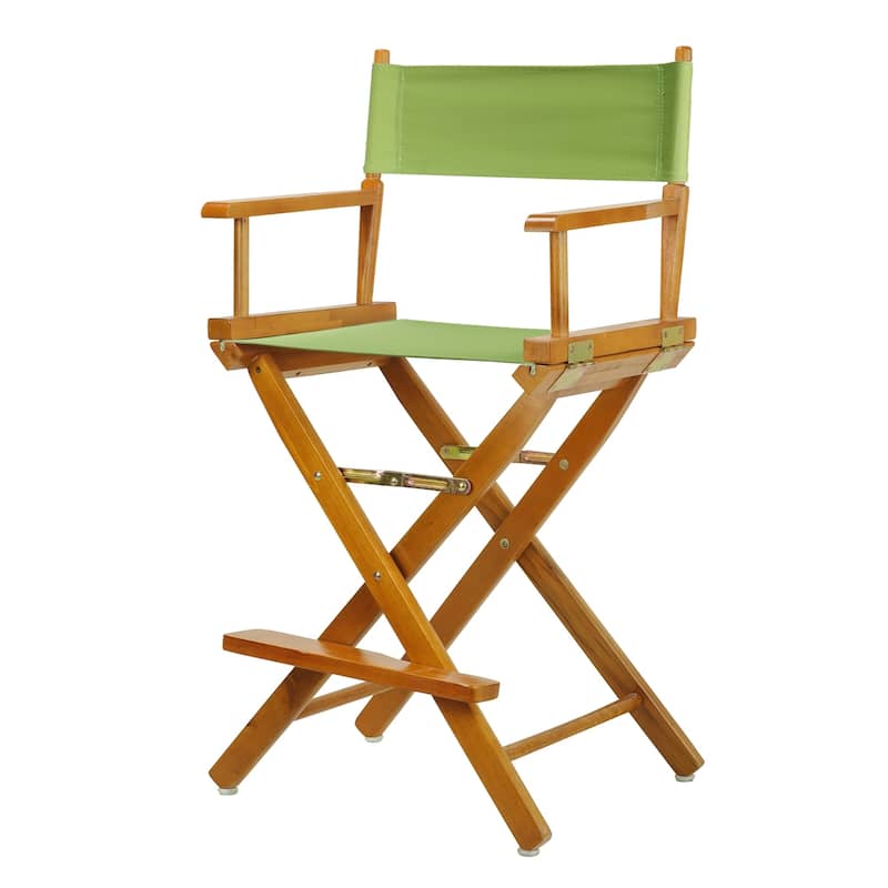 Honey Oak Frame 24-inch Counter-height Director's Chair - Lime