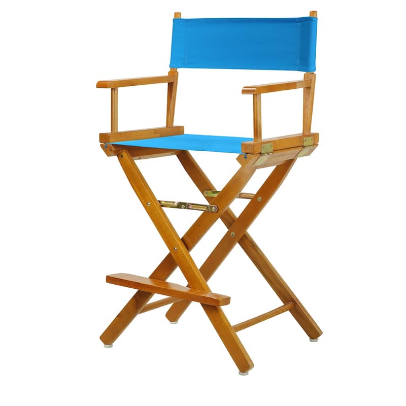 Honey Oak Frame 24-inch Counter-height Director's Chair - turquoise