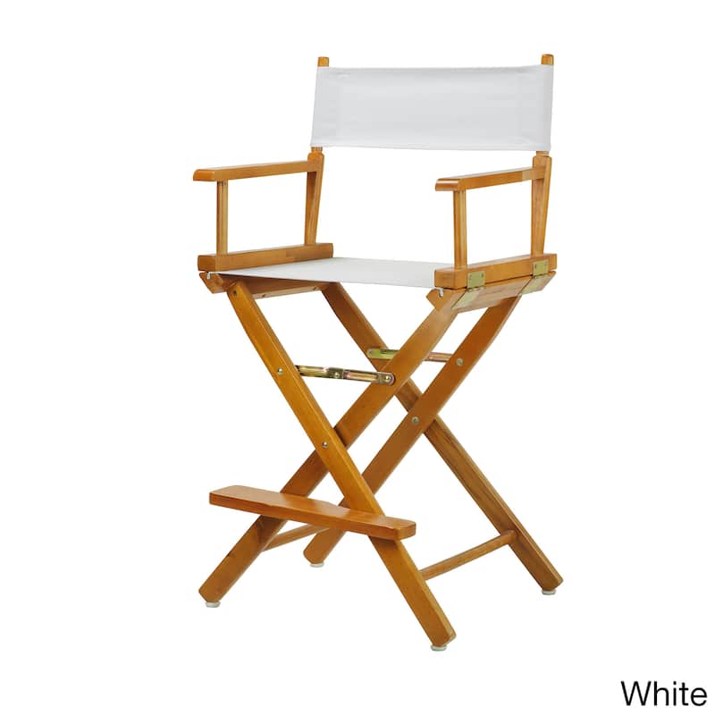 Honey Oak Frame 24-inch Counter-height Director's Chair - White