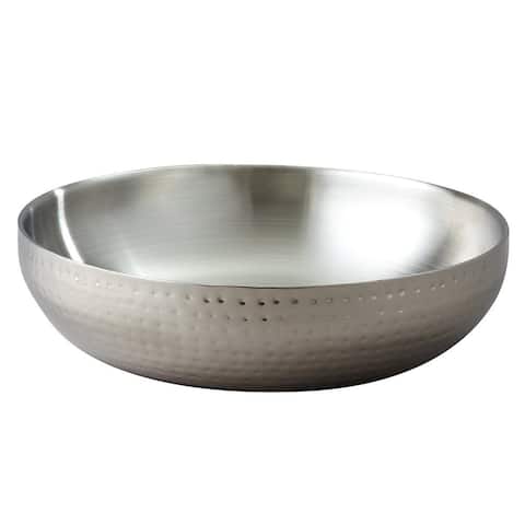 Heim Concept Double Wall Stainless Steel Serving Bowl 14.6" Dia, Hammered Finish