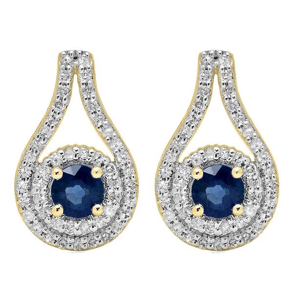 Yellow Gold Dazzlingrock Collection 10K 4 MM Round Gemstone & Diamond Ladies Halo Style Dangling Earrings Yellow Gold Dazzlingrock Collection 10K 4 MM Round Gemstone & Diamond Ladies Halo Style Dangling Earrings
