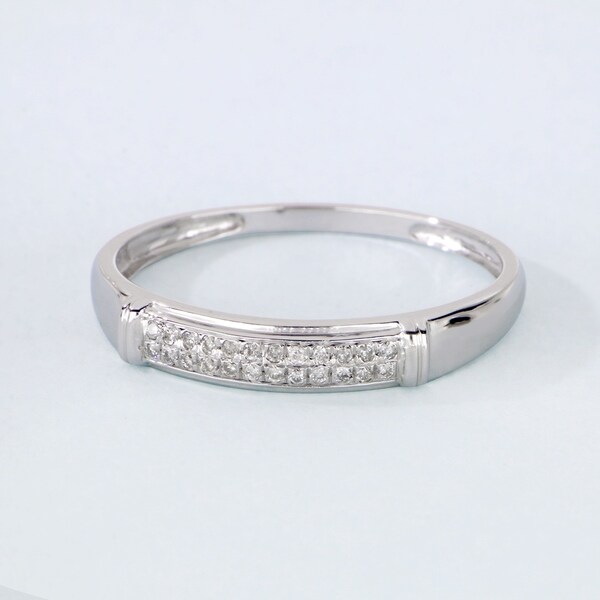 GemApex Mens Black Diamond Wedding Band Sterling Silver Ring Round Single Row Diagonal Set Polished Fancy 1/8 ctw