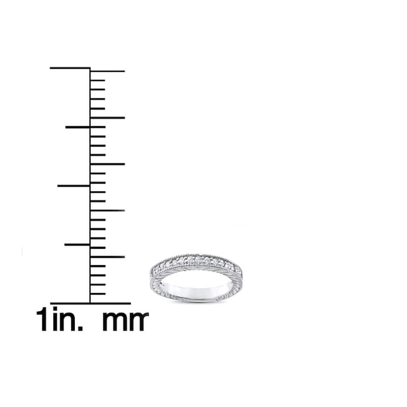 14k White Gold 1/5 ct TDW Heirloom Diamond Vintage Stackable Wedding Ring