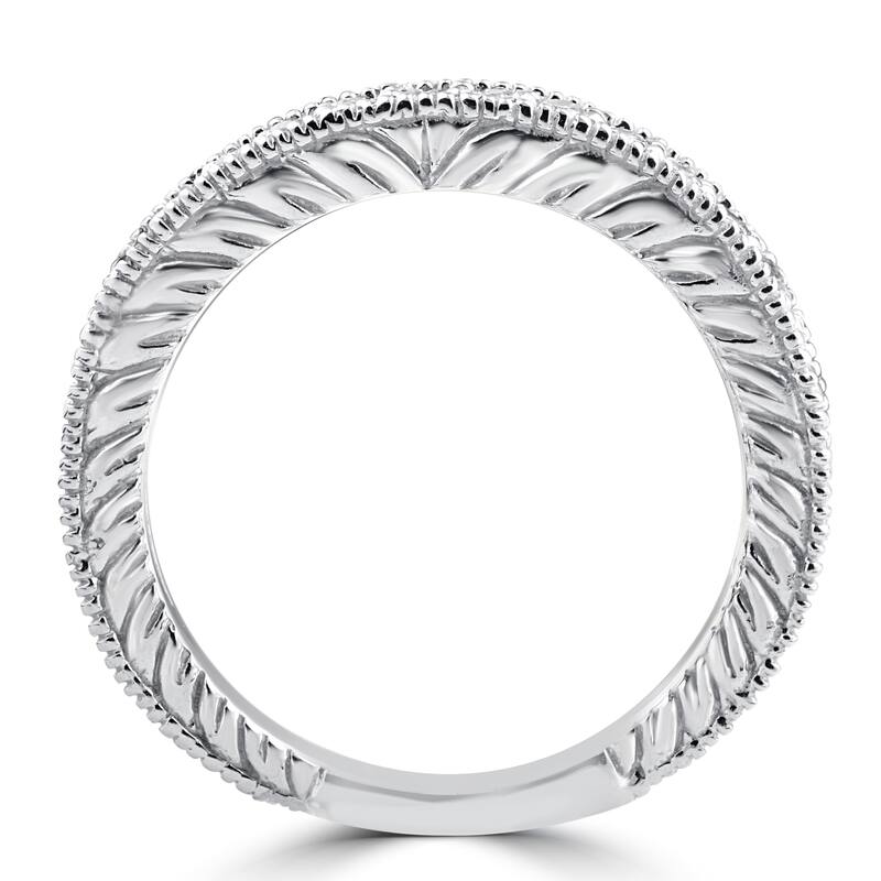 14k White Gold 1/5 ct TDW Heirloom Diamond Vintage Stackable Wedding Ring