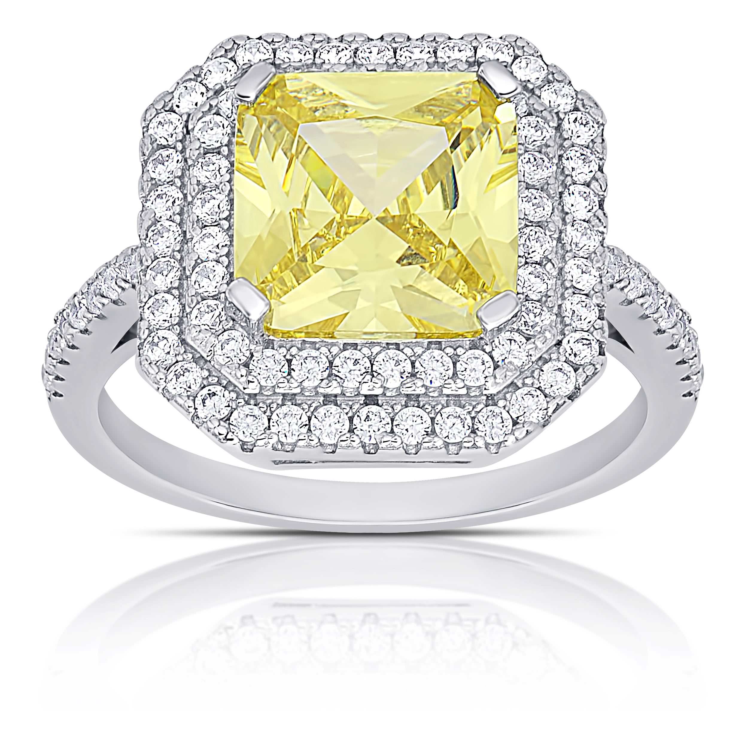 cubic zirconia yellow diamond rings