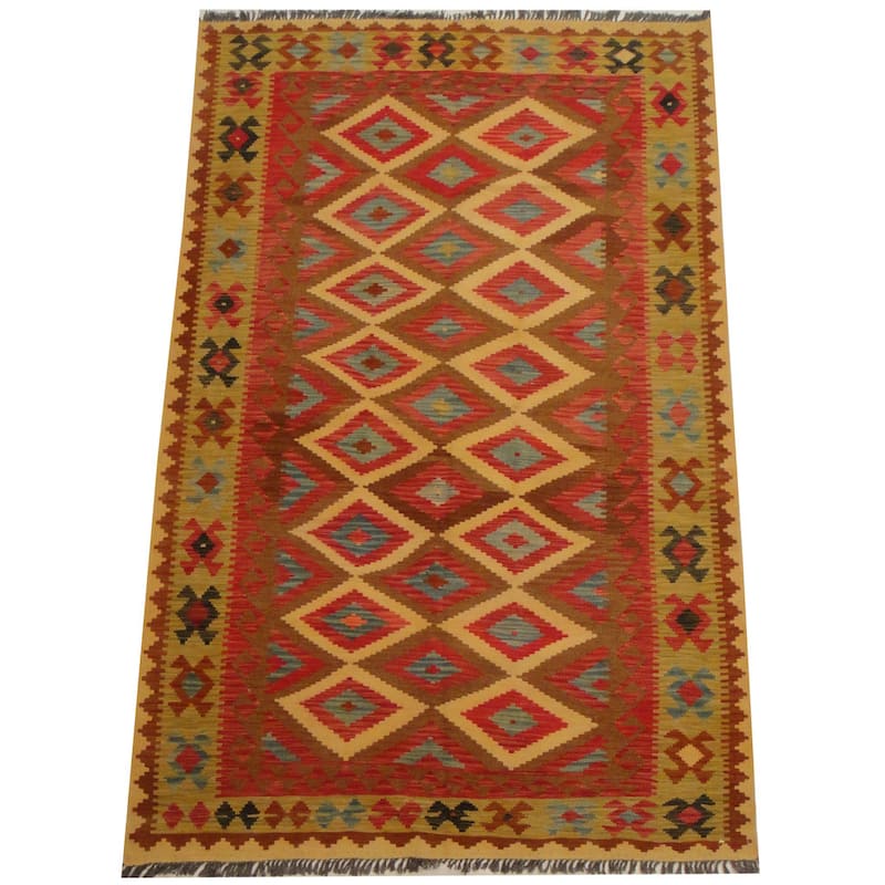 Handmade One-of-a-Kind Wool Kilim (Afghanistan) - 5'2 x 8' - Bed Bath ...