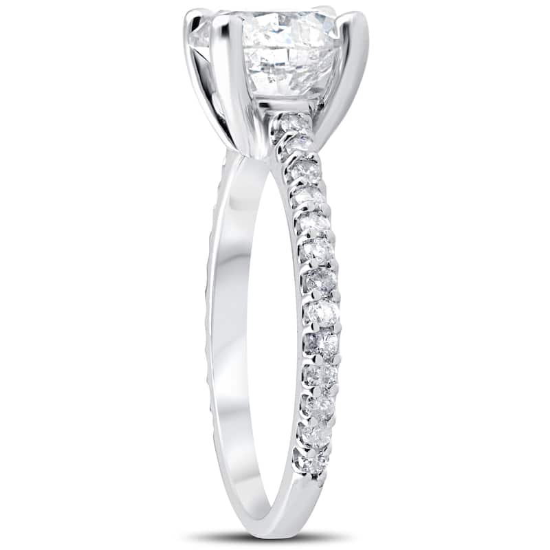 14k White Gold 2 1/3 cttw Diamond Engagement Ring Solitaire Round Brilliant Cut Clarity Enhanced