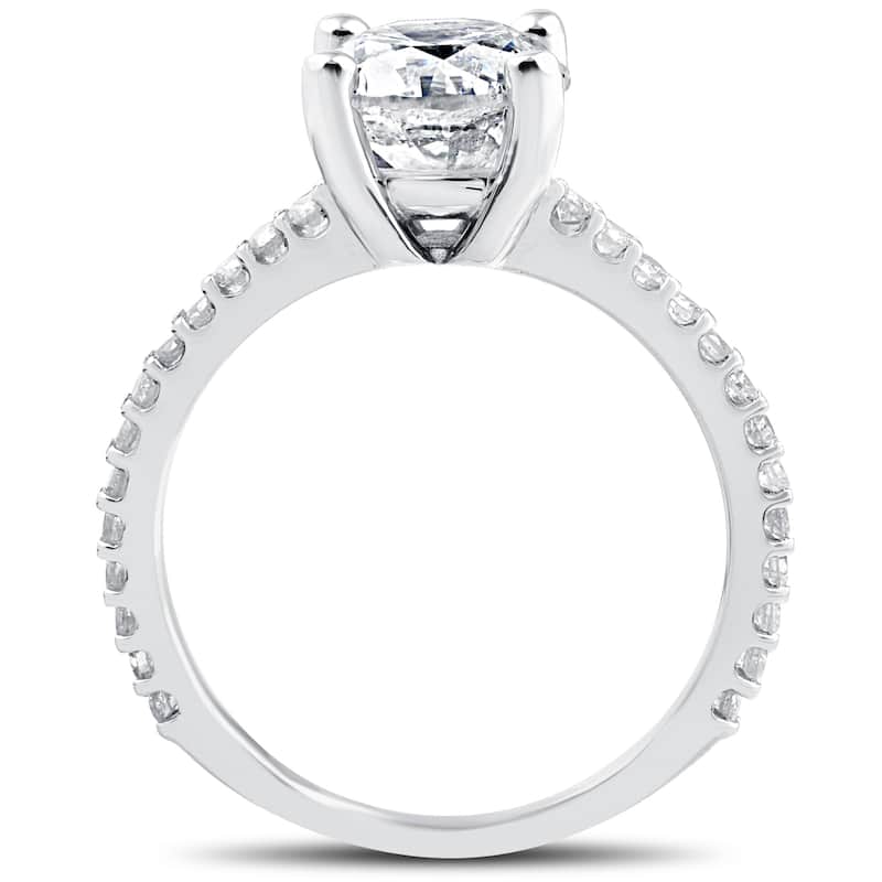 14k White Gold 2 1/3 cttw Diamond Engagement Ring Solitaire Round Brilliant Cut Clarity Enhanced