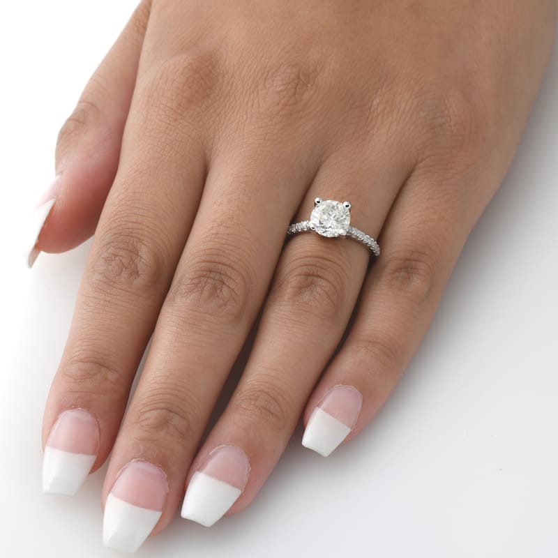 14k White Gold 2 1/3 cttw Diamond Engagement Ring Solitaire Round Brilliant Cut Clarity Enhanced