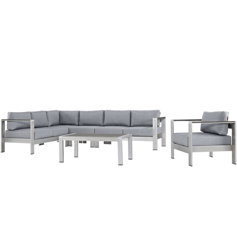 Shore 6-piece Outdoor Patio Aluminum Sectional Sofa Set