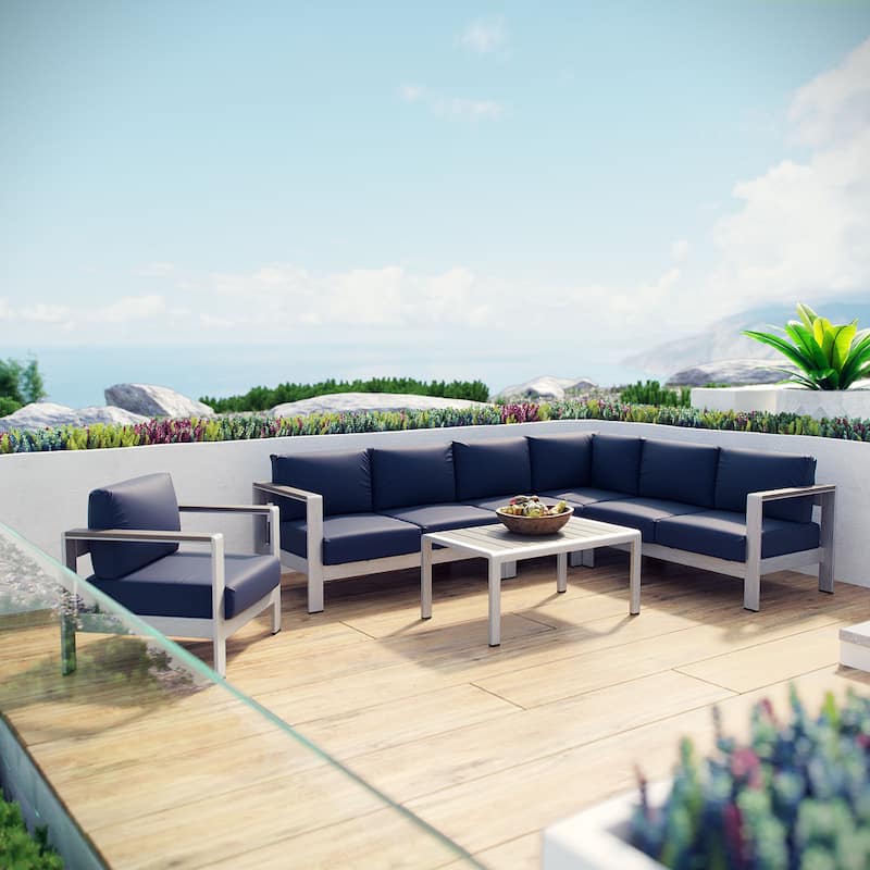 Shore 6-piece Outdoor Patio Aluminum Sectional Sofa Set