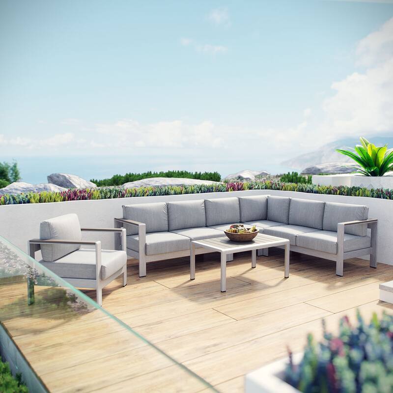 Shore 6-piece Outdoor Patio Aluminum Sectional Sofa Set