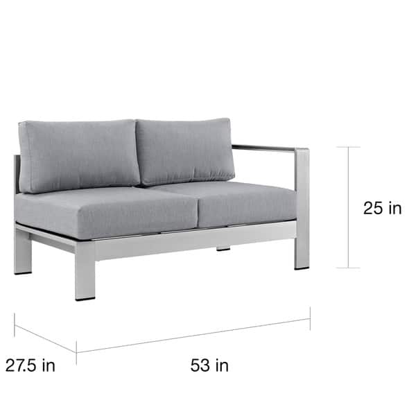 dimension image slide 2 of 3, Shore 4 Piece Outdoor Patio Aluminum Sectional Sofa Set