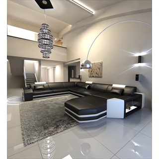 Details about   Fabric Leather Mix Sofa Dallas U Shape Designer Couch with LED Light 