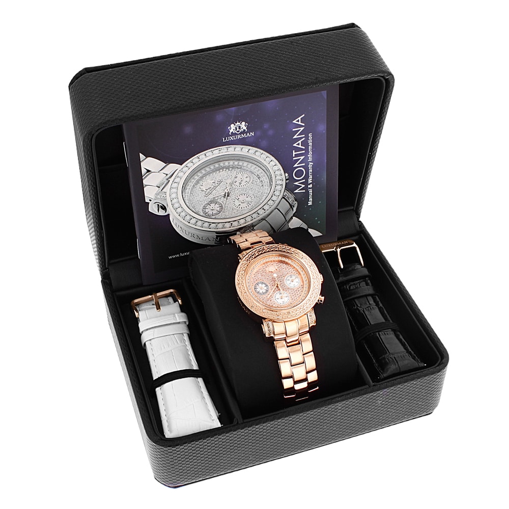Luxurman Montana Rose Gold Over Steel Women S Oversized Swiss Watch Overstock