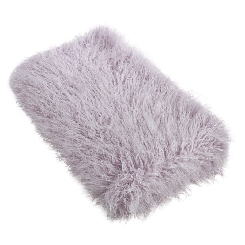 Throw Blanket with Faux Mongolian Fur Design