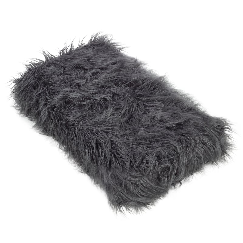 Throw Blanket with Faux Mongolian Fur Design