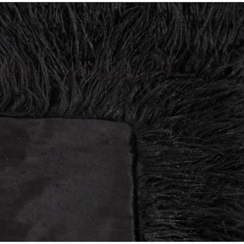Throw Blanket with Faux Mongolian Fur Design