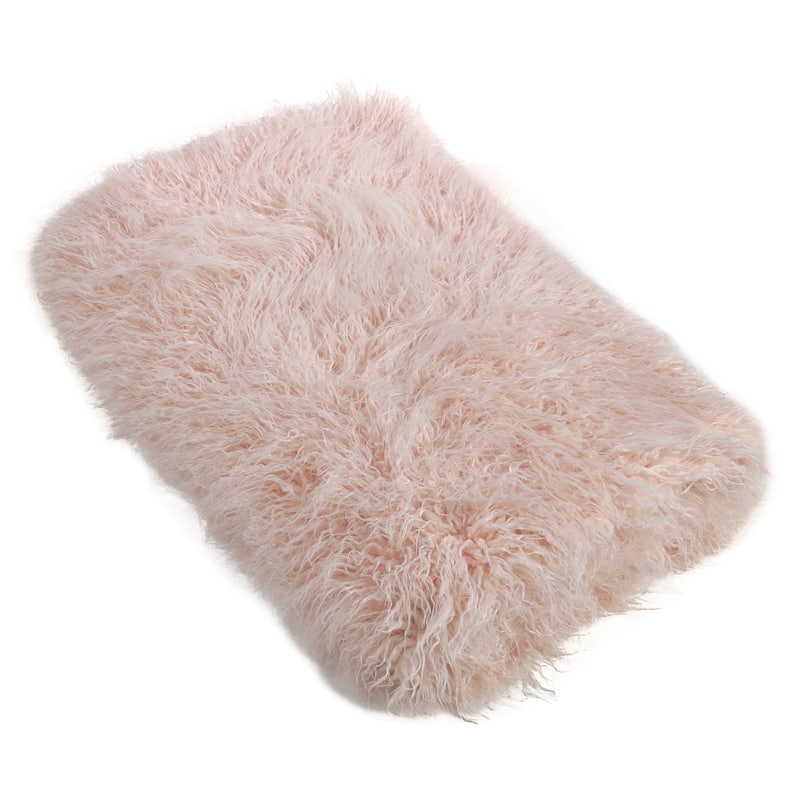 Throw Blanket with Faux Mongolian Fur Design