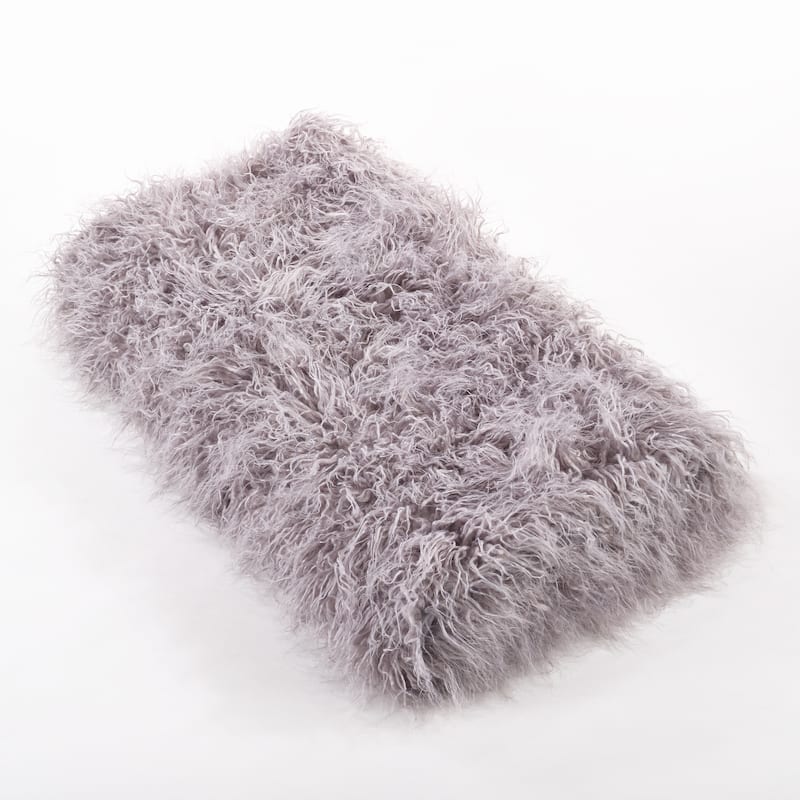 Throw Blanket with Faux Mongolian Fur Design