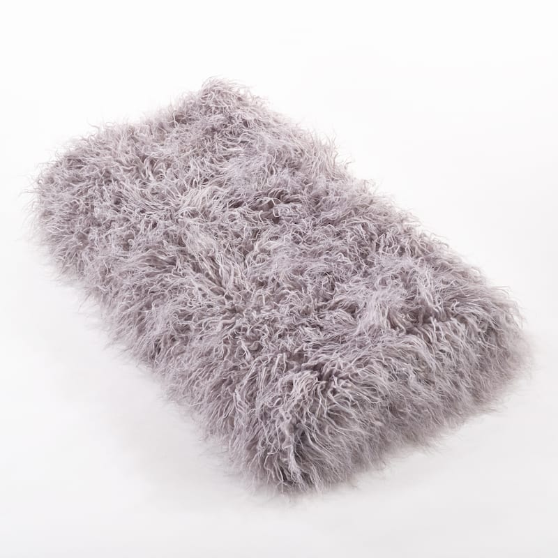 Throw Blanket with Faux Mongolian Fur Design