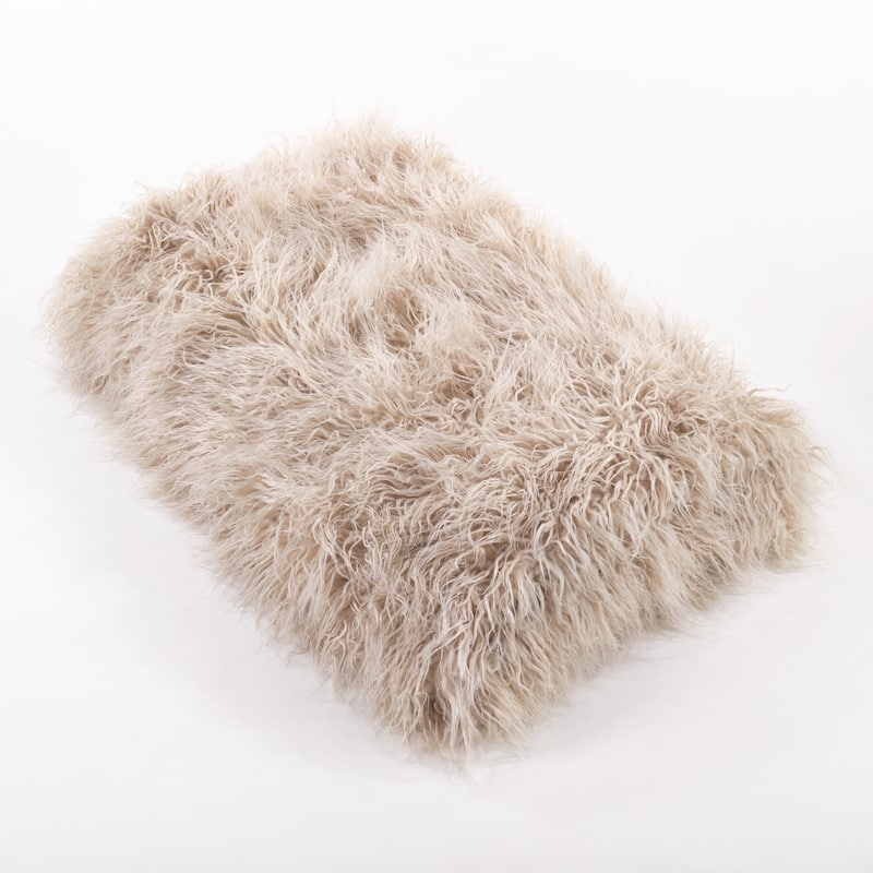 Throw Blanket with Faux Mongolian Fur Design