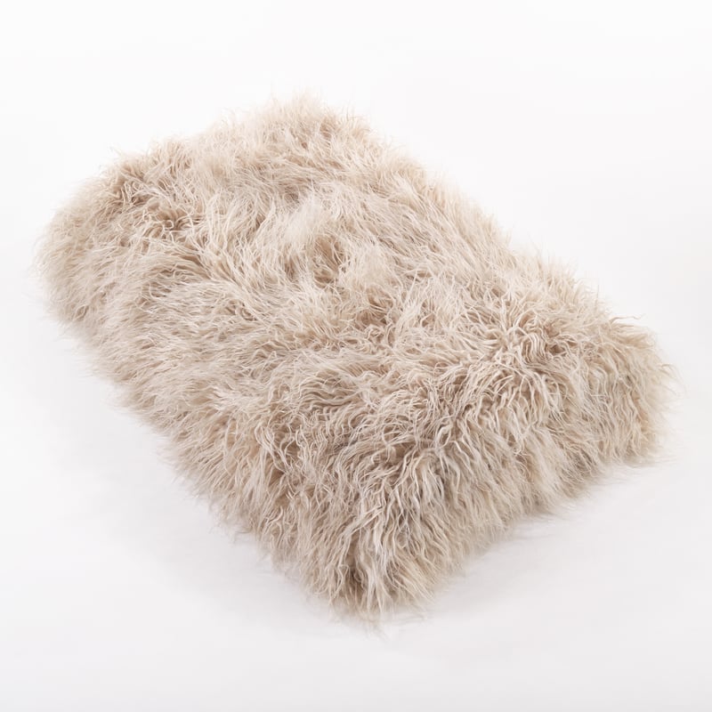 Throw Blanket with Faux Mongolian Fur Design