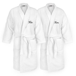 Embroidered White Sugarcube Robe with His or Hers Options