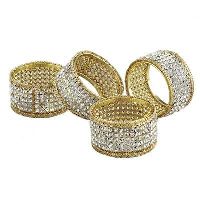 Heim Concept Brilliant Gold and Crystal Set of 4 Napkin Rings